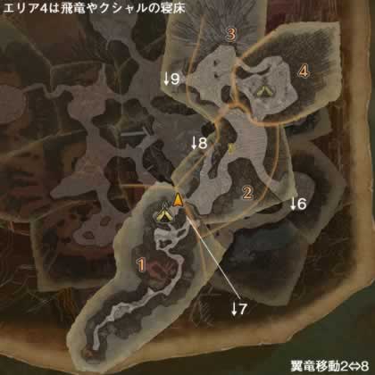 龍結晶の地のマップ第1層（エリア1～4）